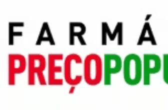 Logo da Farmácia Preço Popular com cruz vermelha e nome em destaque