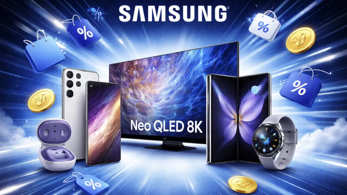 Pessoa assistindo à transmissão oficial para usar o cupom live shop samsung e ganhar descontos