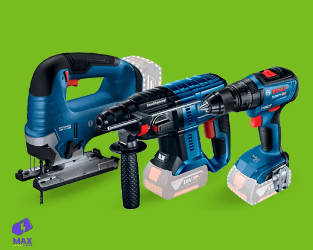 Diversas ferramentas elétricas, como furadeiras e serras, que podem ser compradas com um excelente cupom de desconto Leroy Merlin.