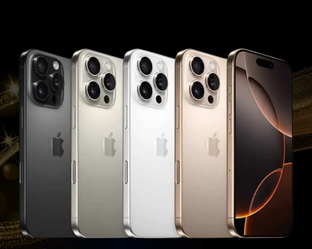 Linha de iPhones em várias cores, como cinza, prata e dourado, disponíveis com cupom de desconto na Fast Shop.