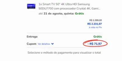 Passo 7: Desconto aplicado com sucesso!