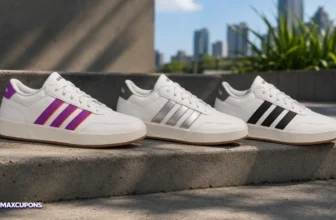 colecao de tenis adidas breaknet feminino em varias cores alinhados em cenario urbano