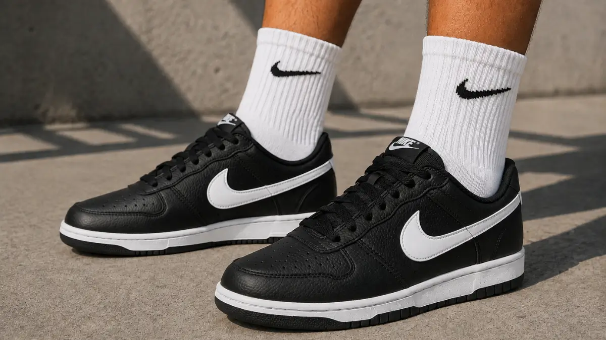 tênis nike nike big low masculino preto no pé estilo casual